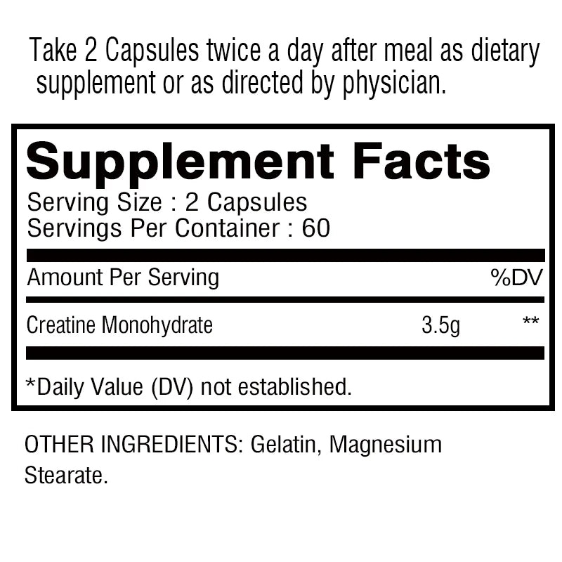 Creatine Monohydrate - 120 Capsules