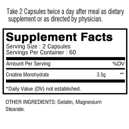 Creatine Monohydrate - 120 Capsules