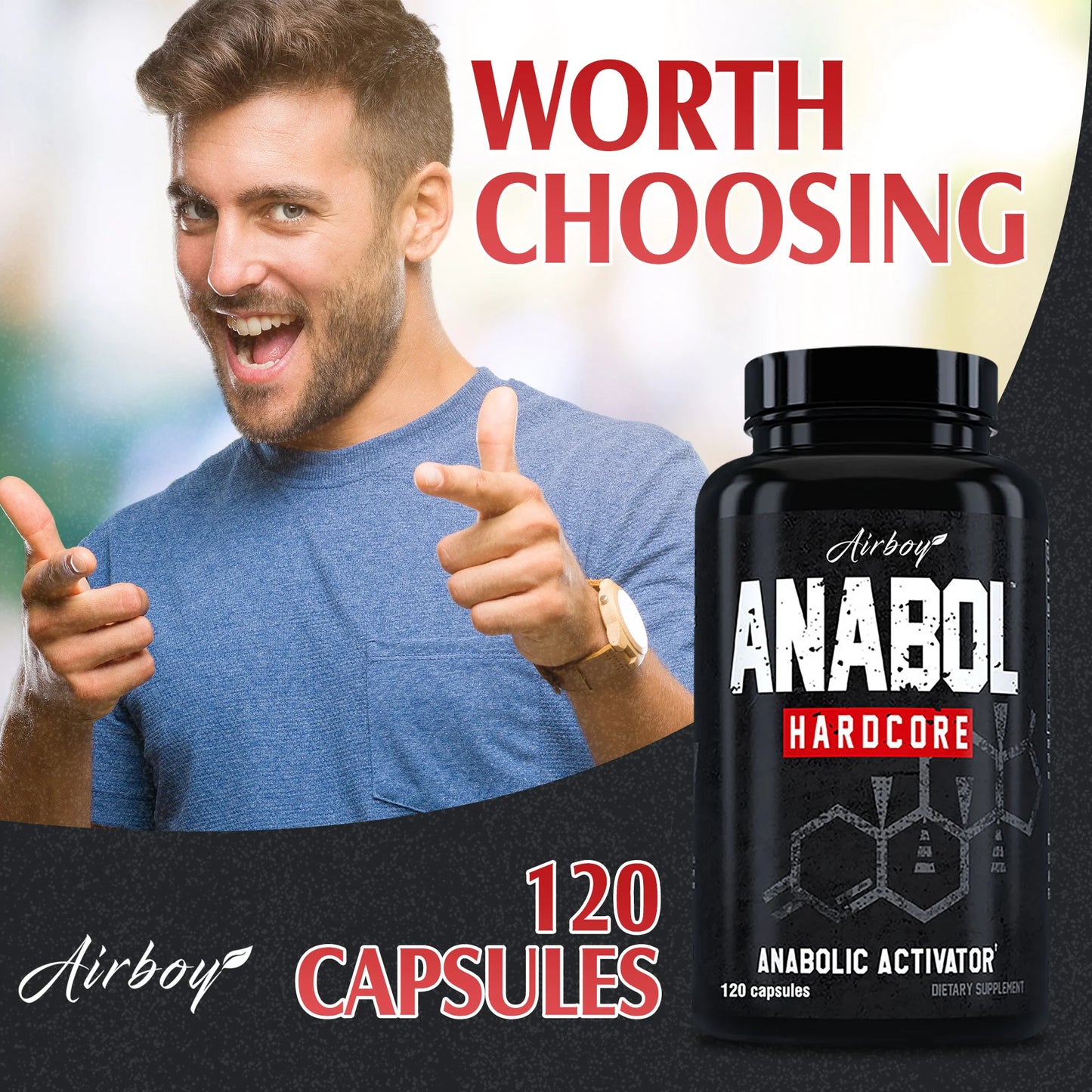 Anabol Hardcore Supplement Muscle Growth - 120 Capsules