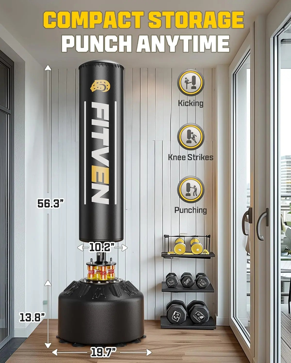 Freestanding Heavy Punching Bag with Boxing Gloves