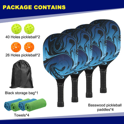 Premium Pickleball Paddles Set with 4 Balls