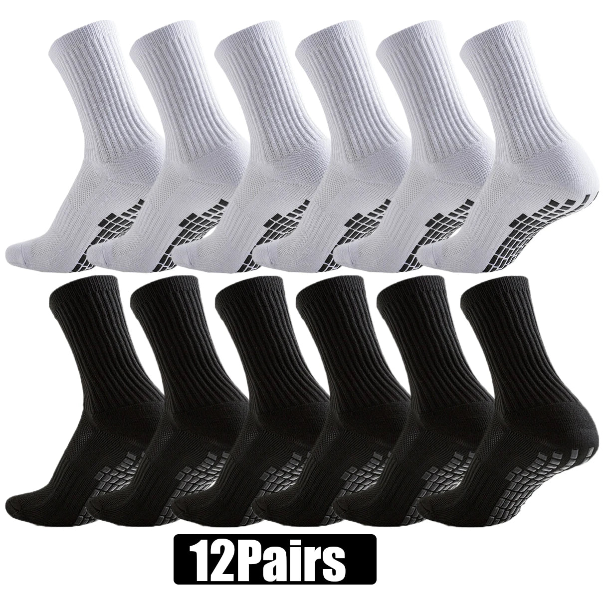 12Pairs Non-Slip Athletic Grip Socks