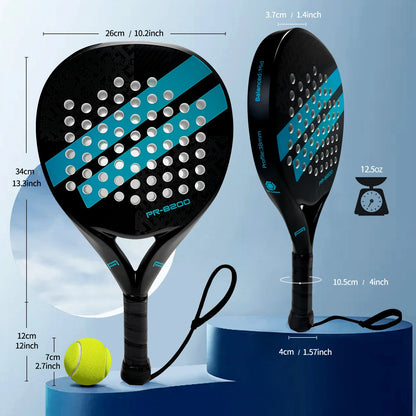 Padel Racket Set With 3 Balls - Carbon Fiber