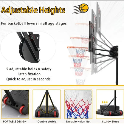 Outdoor Basketball Hoop 5.5-9.5 Feet Adjustable Height